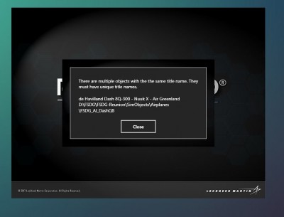 Screenshot of error message